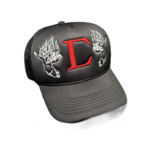 Civil Regime Trucker Snapback Cap Black Flame Cherubs Graphic Embroidered NWOT